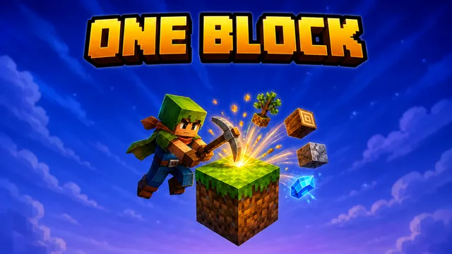 A single grass block floating in the void with a small island growing from it
